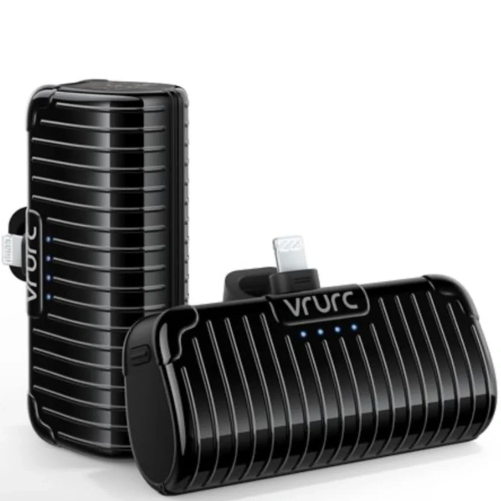 Vrurc 5000mAh Portable phone charger NWT USB C port lightning black